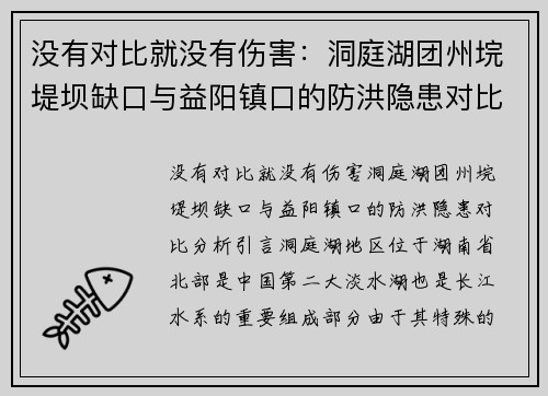 没有对比就没有伤害：洞庭湖团州垸堤坝缺口与益阳镇口的防洪隐患对比分析