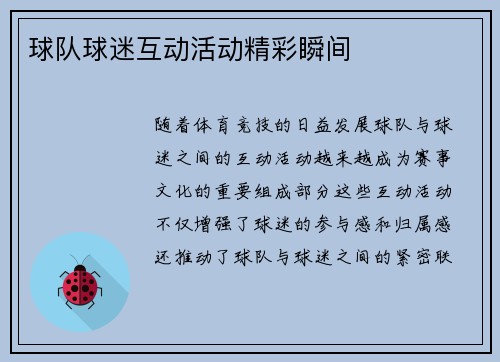 球队球迷互动活动精彩瞬间